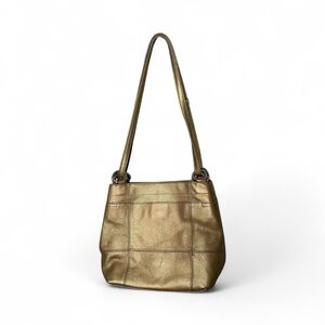 Tignanello pebbled leather gold metallic convertible strap purse